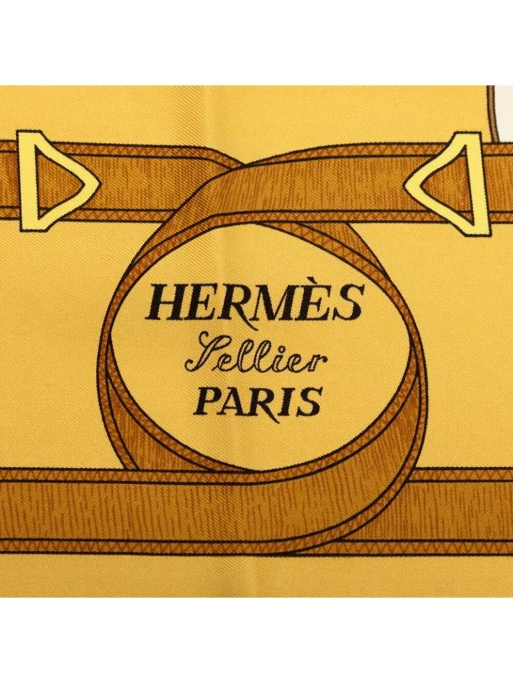 Hermes Carre 90 Eperon D'or Yellow Gold Spurs Scarf Black Silk - Picture 7 of 9